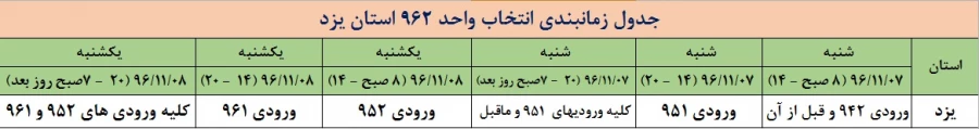 برنامه زمانبندی انتخاب واحد نیمسال دوم سال تحصیلی 97-96 2